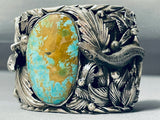 Native American Omg 215 Gram San Felipe Lizard Turquoise Sterling Silver Bracelet-Nativo Arts