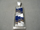 Important Thick Heavy Vintage Native American Navajo Tommy Jackson Lapis Sterling Silver Pendant-Nativo Arts
