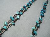Native American Marvelous Vintage Santo Domingo Kingman Turquoise Sterling Silver Necklace Old-Nativo Arts