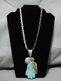Heavy Important Hand #8 Turquoise Sterling Silver Native American Navajo Necklace-Nativo Arts