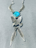 Soaring Eagle Vintage Native American Navajo Turquoise Sterling Silver Necklace-Nativo Arts