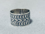 Spectacular San Felipe Signed Sterling Silver Handstampings Large Ring-Nativo Arts