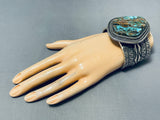 218 Grams Internal Stamp Native American Navajo Turquoise Sterling Silver Bracelet-Nativo Arts