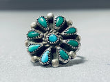 Incredible Vintage Native American Navajo Turquoise Cluster Sterling Silver Ring-Nativo Arts