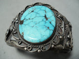 Vivid Museum Vintage Native American Navajo Morenci Turquoise Sterling Silver Bracelet-Nativo Arts