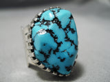 Fantastic Vintage Native American Navajo Sleeping Beauty Turquoise Sterling Silver Ring-Nativo Arts