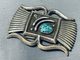Important Roy Vandever Vintage Native American Navajo Turquoise Sterling Silver Heavy Buckle-Nativo Arts