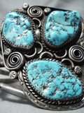 Huge Triple Nugget Turquoise Vintage Native American Navajo Sterling Silver Bracelet-Nativo Arts