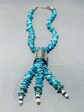 One Of The Most Unique Vintage Native American Navajo Tubule Sterling Silver Turquoise Necklace-Nativo Arts