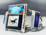 Native American Running Horse Rare Last Chance Turquoise Mine Sterling Silve Rbracelet-Nativo Arts
