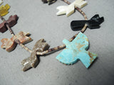 Native American Incredible Vintage Santo Domingo #8 Turquoise Sterling Silver Bird Necklace-Nativo Arts