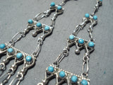 Beautiful Vintage Native American Zuni Turquoise Sterling Silver Chandelier Earrings-Nativo Arts