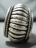 Superb Vintage Native American Navajo Sterling Silver Solid Cuff-Nativo Arts