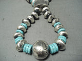 Huge Signed Native American Navajo Turquoise Tubule Sterling Silver Necklace-Nativo Arts