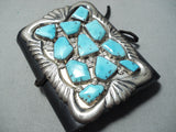 Fabulous Vintage Native American Zuni Sleeping Beauty Turquoise Sterling Silver Bowguard-Nativo Arts
