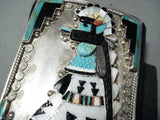 One Of The Best Ever Vintage Native American Zuni Turquoise Inlay Sterling Silver Ketoh Bracelet-Nativo Arts
