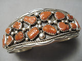 Chunyk Coral Navajo Sterling Silver Native American Bracelet Cuff-Nativo Arts