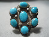 Quality Vintage Native American Navajo Satellite Blue Turquoise Sterling Silver Ring Old-Nativo Arts