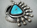 Native American Important Sam Lovato Vintage Santo Domingo Turquoise Sterling Silver Necklace-Nativo Arts