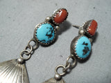 Marvelous Vintage Native American Navajo Sleeping Beauty Turquoise Sterling Silver Earrings Old-Nativo Arts