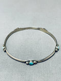 Incredible Vintage Native American Navajo Turquoise Sterling Silver Bangle Bracelet Old-Nativo Arts