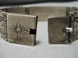 One Of The Best Clasp Vintage Native American Navajo Turquoise Sterling Silver Link Bracelet Old-Nativo Arts