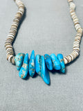 Native American Unique Vintage Santo Domingo Gilbert Turquoise Heishi Sterling Silver Necklace-Nativo Arts