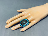 Enormous Vintage Native American Zuni Turquoise Cluster Sterling Silver Ring-Nativo Arts