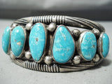 Very Rare Vintage Native American Navajo Wylie Turquoise Sterling Silver Bracelet Old-Nativo Arts