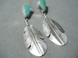 Dynamic Navajo Royston Turquoise Sterling Silver Earrings Native American-Nativo Arts