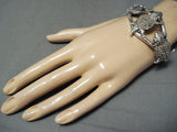 Impressive Signed Native American Navajo 3 Sterling Silver Toads Bracelet-Nativo Arts