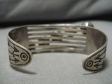 Early 1900's Vintage Native American Navajo Sterling Silver Bead Bracelet Old-Nativo Arts