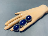One Of The Tallest Ever Native American Navajo Lapis Sterling Silver Ring-Nativo Arts