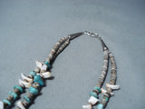 Impressive Vintage Navajo Turquoise Sterling Silver Necklace Native American Old-Nativo Arts