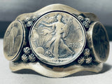 Heavy Zig Zagging Vintage Native American Navajo Sterling Silver Coin Bracelet-Nativo Arts