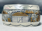 Best Hogan Vintage Native American Navajo End Turquoise Inlay Sterling Silver Bracelet-Nativo Arts