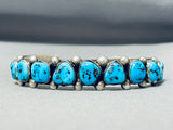 Striking Native American Navajo Sleeping Beauty Turquoise Sterling Silver Signed Bracelet-Nativo Arts