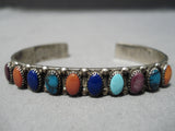 Very Rare Early Vintage Native American Zuni Harlan Coonsis Turquoise Sterling Silver Bracelet-Nativo Arts
