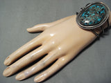 Huge Old Morenci Turquoise Vintage Native American Navajo Sterling Silver Bracelet-Nativo Arts