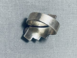 Rare Adjustable Shank Vintage Native American Navajo Lapis Sterling Silver Ring-Nativo Arts