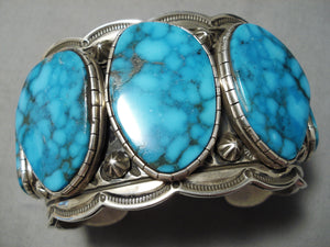 Heaviest 300 Gram Crazy Native American Navajo Morenci Turquoise Sterling Silver Bracelet-Nativo Arts