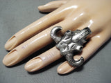 Elaborate Navajo Sterling Silver Skull Ring Native American-Nativo Arts