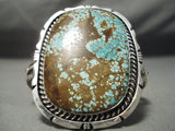 One Of The Biggest Vintage Native American Navajo #8 Turquoise Sterling Silver Brcelet Old-Nativo Arts