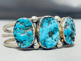 Rugged Nugget Vintage Native American Navajo Morenci Turquoise Sterling Silver Bracelet-Nativo Arts