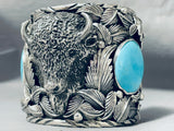 Strong Buffalo 241 Grams Native American Turquoise Sterling Silver Bracelet-Nativo Arts