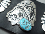 rich singer Native American Navajo Sleeping Beauty Turquoise Sterling Silver Bowguard-Nativo Arts