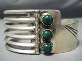 Roger Skeet Vintage Native American Navajo Malachite Sterling Silver Bracelet-Nativo Arts