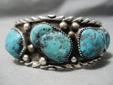 Superlative Vintage Native American Navajo Pilot Mountain Turquoise Sterling Silver Bracelet-Nativo Arts