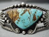 Opulent Vintage Native American Navajo Huge Button Sterling Silver Turquoise Bracelet Old-Nativo Arts