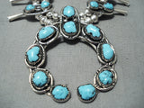 Women's Vintage Native American Navajo Turquoise Sterling Silver Squash Blossom Necklace-Nativo Arts